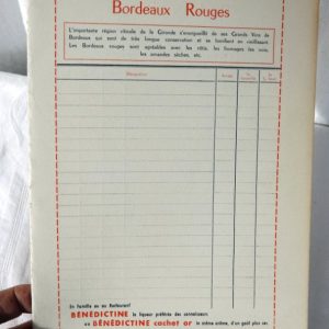 COLLECTIF : « Carte des vins. Bénédictine. » 