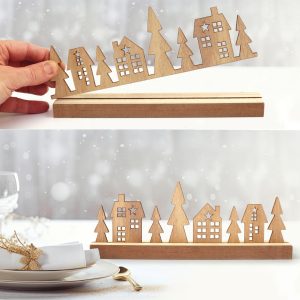 Centre de table en bois de Noël