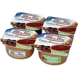 ELLE & VIRE ; Crème dessert chocolat noisette 4×125 g