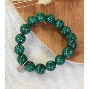 Bracelet Malachite Reconstituée Perles Rondes 12 mm
