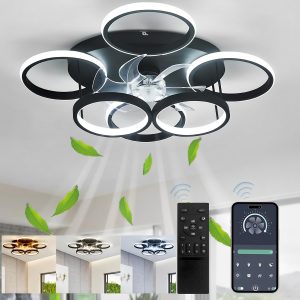 Ventilateur de plafond avec éclairage et télécommande, silencieux