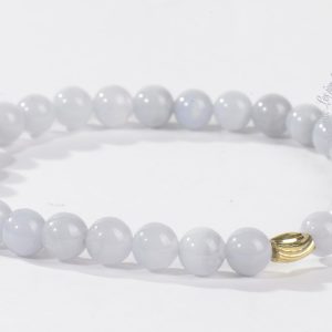 CALCEDOINE BLEUE BRACELET BOULES 6MM 18