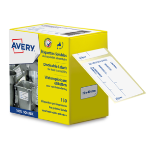 Etiquette soluble de traçabilité alimentaire 70 x 40 mm x 150