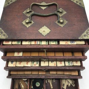 Jeu de Mahjong ancien, bois de bambou et os de 1880