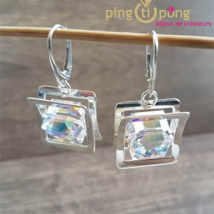 Collection X-Play : boucles d&rsquo;oreilles originales Ostrowski Design en swarovski® et argent