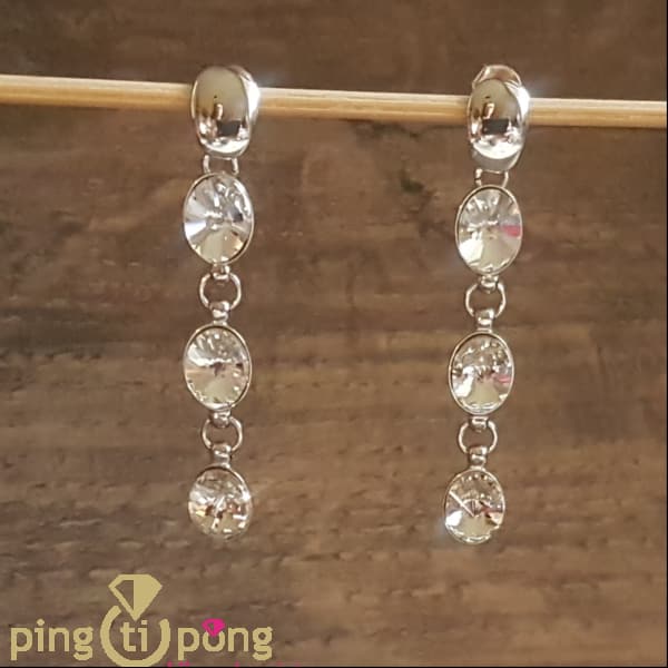 Boucles en cascade de cristaux de luxe blanc diamant de SPARK