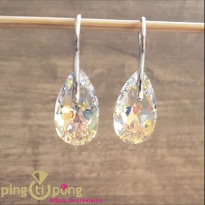 Gouttes en argent rhodié et cristaux de luxe aurore boréale de SPARK