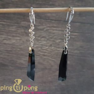 Boucles d’oreilles « stalactites » noir en argent 925 et cristaux de SPARK