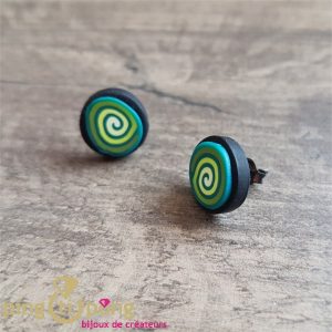 Boucles d’oreilles Pastacuita spirale rondes verte