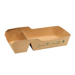 Barquette frite carton 520 ml 2 compartiments par 50