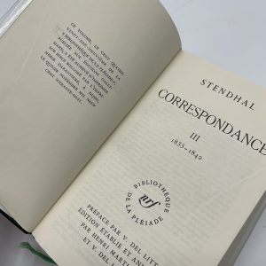 Stendhal – Correspondance – Tome 3 – Bibliothèque de la Pléiade