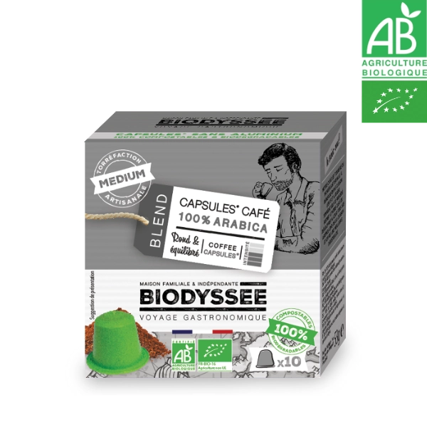 Café en capsule 100% arabica médium, compatible NESPRESSO 18x10x5,3g