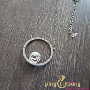 Collier ORBITAL en argent 925 rhodié, cristal diamant et zirconium de SPARK