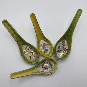 Lot de 4 cuillères à soupe chinoise jaunes