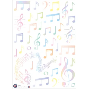 39 gommettes notes de musique multicolores pastels
