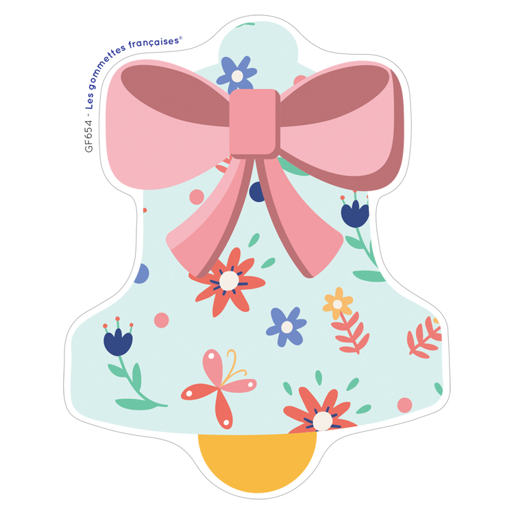 Stickers Cloche de Pâques fleurie Bleue