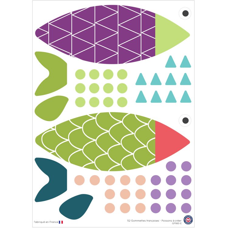 Poissons à assembler violet et vert