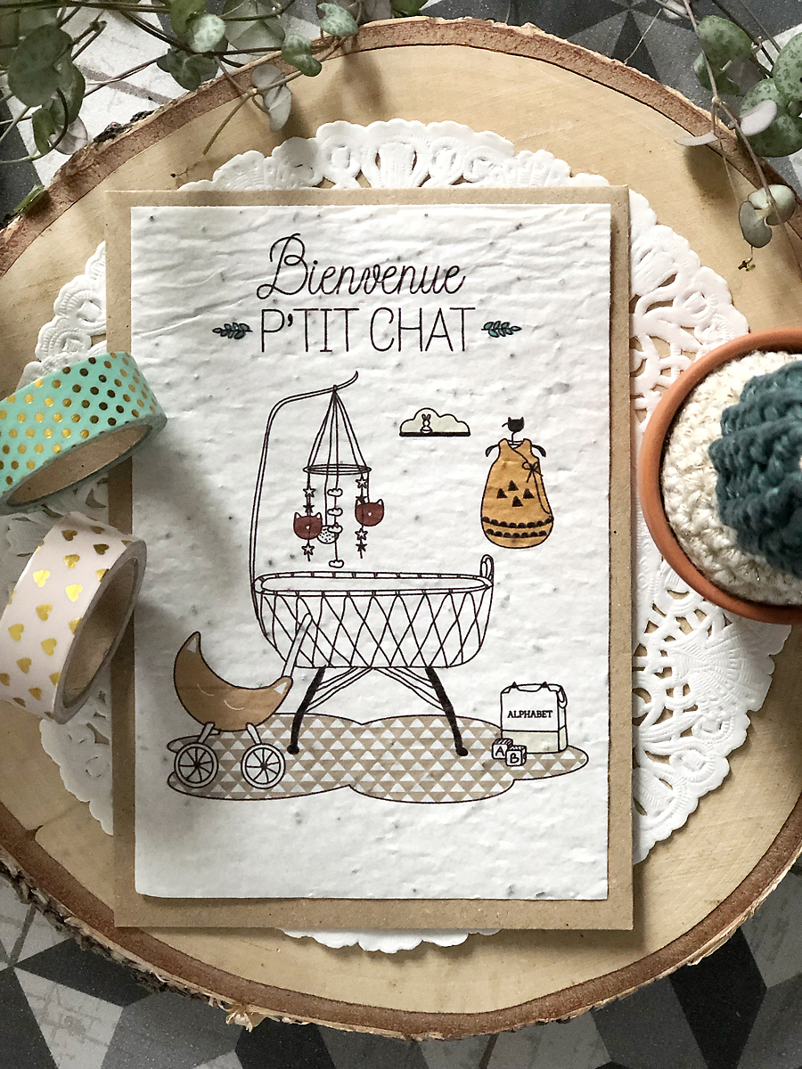 Carte à planter : Bienvenue Petit chat