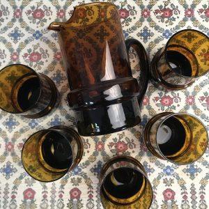 Service 6 pièces orangeade ambré années 60