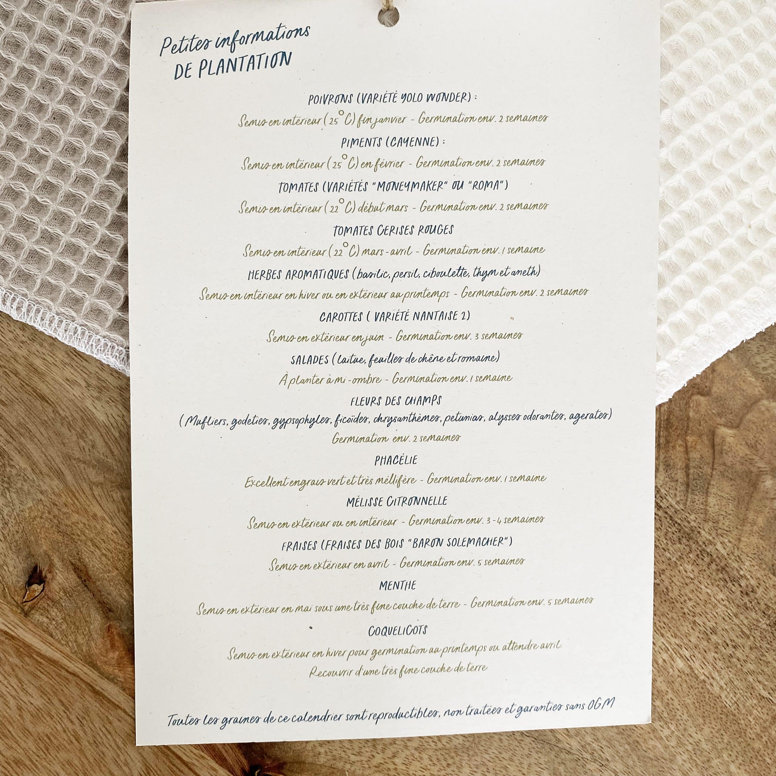 Calendrier ensemencé à planter 2023 saisons (A5) – Image 4
