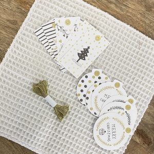 Etiquettes cadeaux de Noël – Gold et blanc