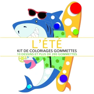 218 gommettes rondes + 10 dessins à gommettes Eté à décorer et à colorier