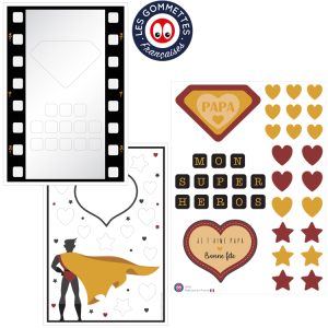 Kit carte de Fête des pères Super Héros en gommettes