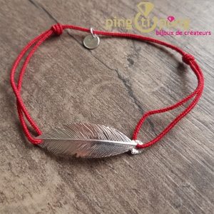 Bijoux plume rouge – Bracelet argent femme – L’AVARE bijoux