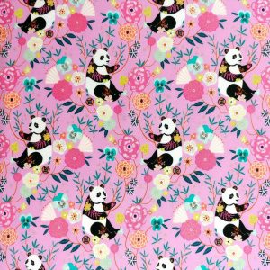 Tissu Blossom Days Pandas Lilas