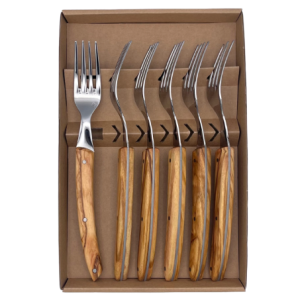 Coffret de 6 fourchettes Le Thiers® manches en bois d’olivier – BJB