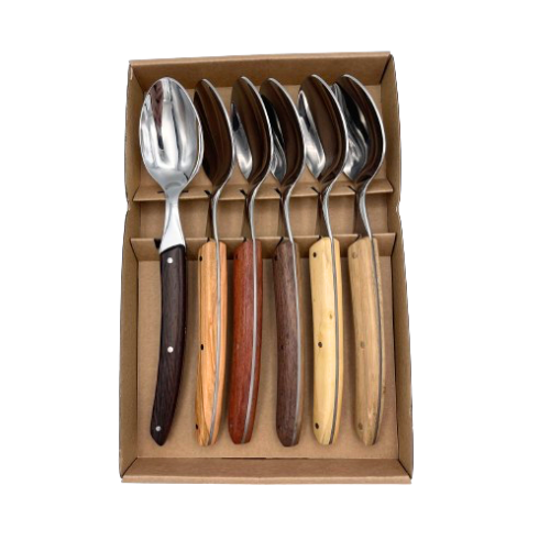 Coffret 6 Cuillères de table Le Thiers® manches en bois assortis – BJB