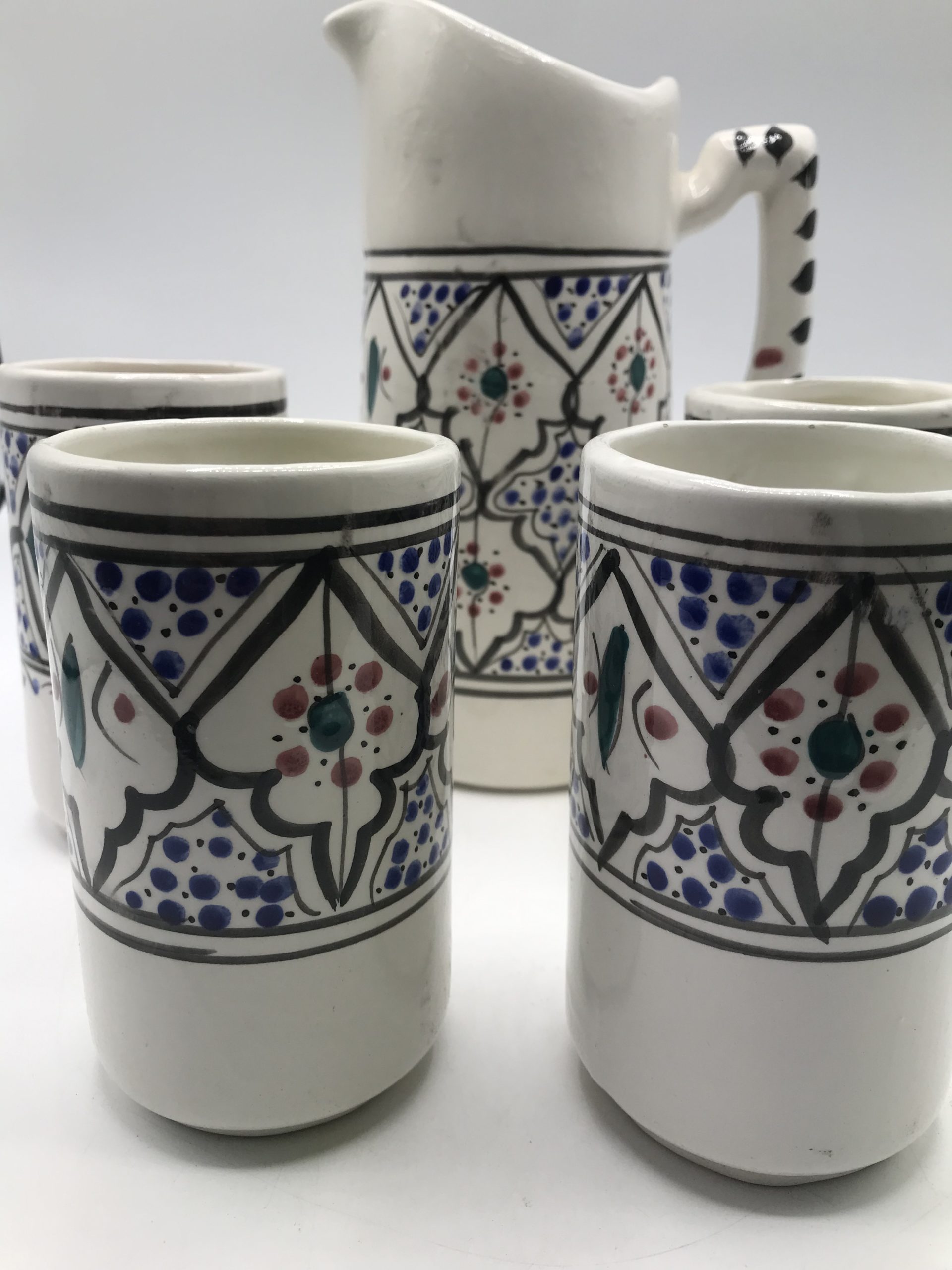 Service à eau céramique motifs bleu – Image 2