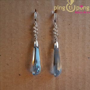 Boucles d’oreilles pendantes en argent SPARK, cristaux bleutés et blancs