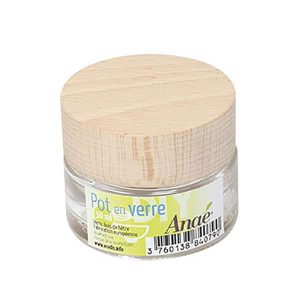 Pot en verre et couvercle hêtre 30 ml