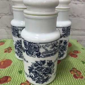 Lot de 3 bocaux vintage en opaline