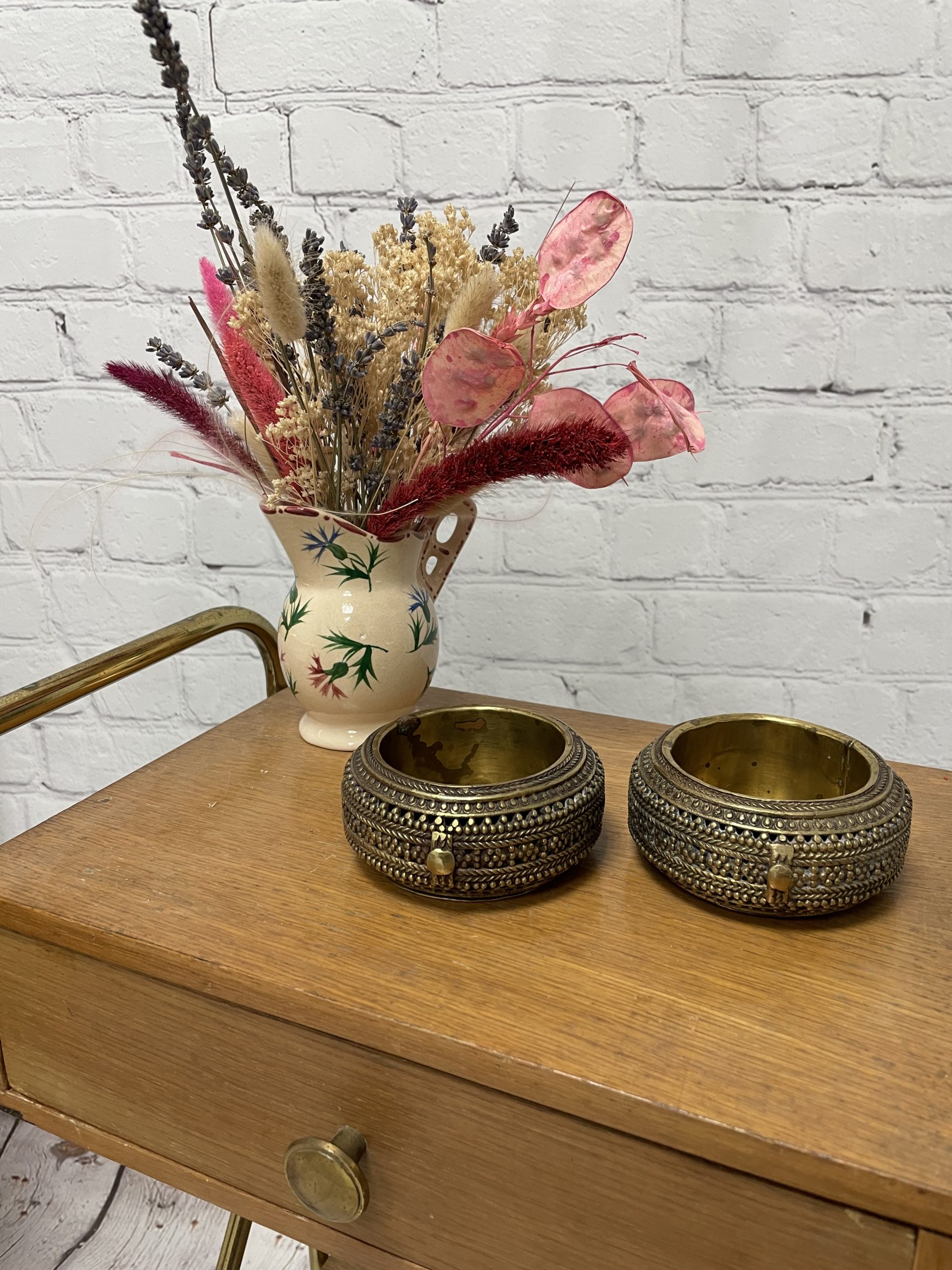 Duo de jolies boîtes artisanales en laiton orientale