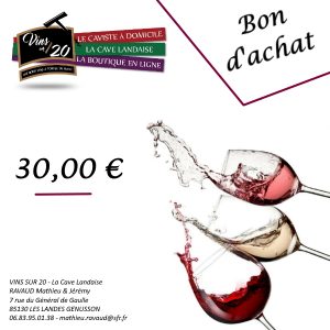 Bon d’achat de 30 € valable 1 an : Cave / Web / Domicile