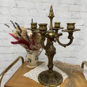 Bougeoir candélabre vintage en bronze 4 feux style Louis XV