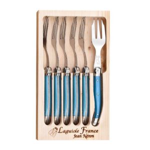 Coffret 6 fourchettes à gâteaux Laguiole Gastronome bleu nacré La Fourmi – Jean Néron