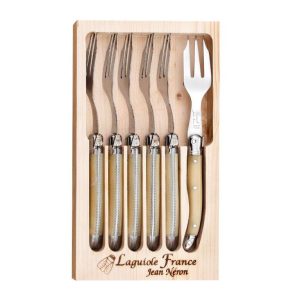 Coffret 6 fourchettes à gâteaux Laguiole Gastronome façon corne La Fourmi – Jean Néron
