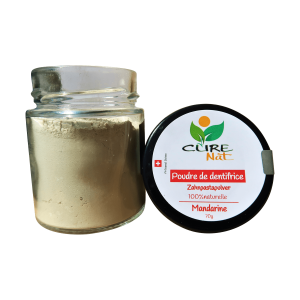 Dentifrice naturel artisanal suisse, en poudre – Mandarine – 70g