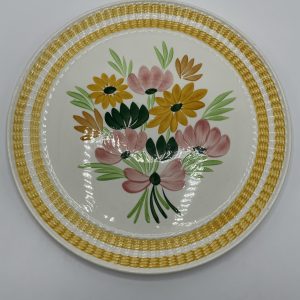 Grande assiette en porcelaine de Gien jaune vintage