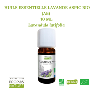 LAVANDE ASPIC BIO (AB) – HUILE ESSENTIELLE 10 ML – Lavandula Latifolia DDM: 01.26