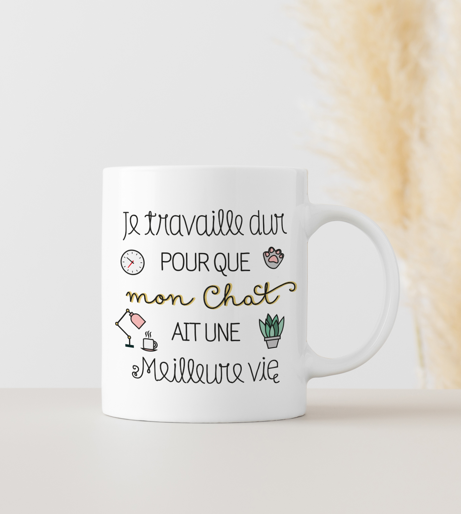 Mug Je travaille dur pour que mon chat ait une meilleure vie