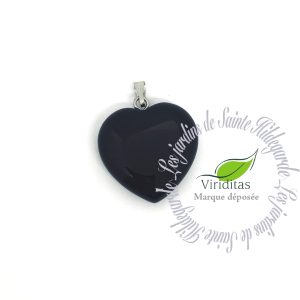 ONYX NOIR PENDENTIF COEUR 1.5 à 2 CM