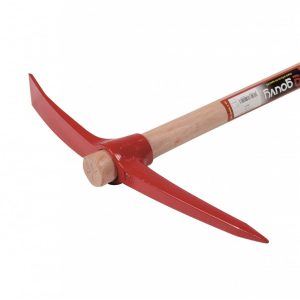 Pioche metallique a manche de bois
