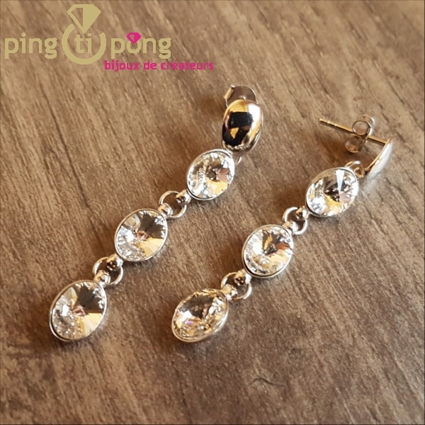 Boucles en cascade de cristaux de luxe blanc diamant de SPARK – Image 2
