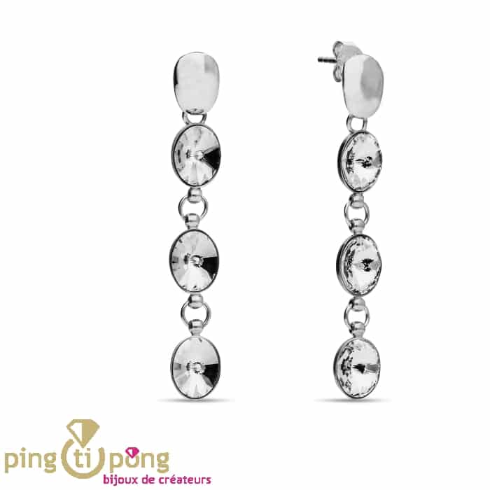 Boucles en cascade de cristaux de luxe blanc diamant de SPARK – Image 3