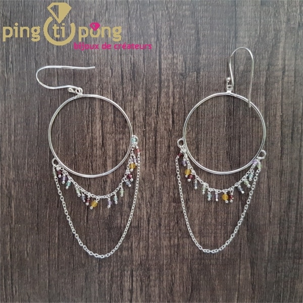 Boucles d’oreilles en argent 925 et pampilles en pierres naturelles de CANYON – Image 2