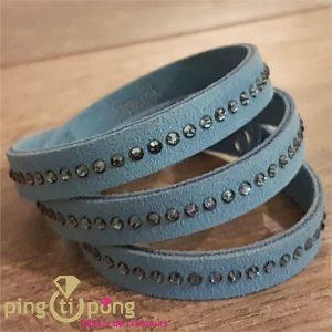 Bracelet SPARK 3 tours en alcantara® et cristaux de Swarovski® bleu